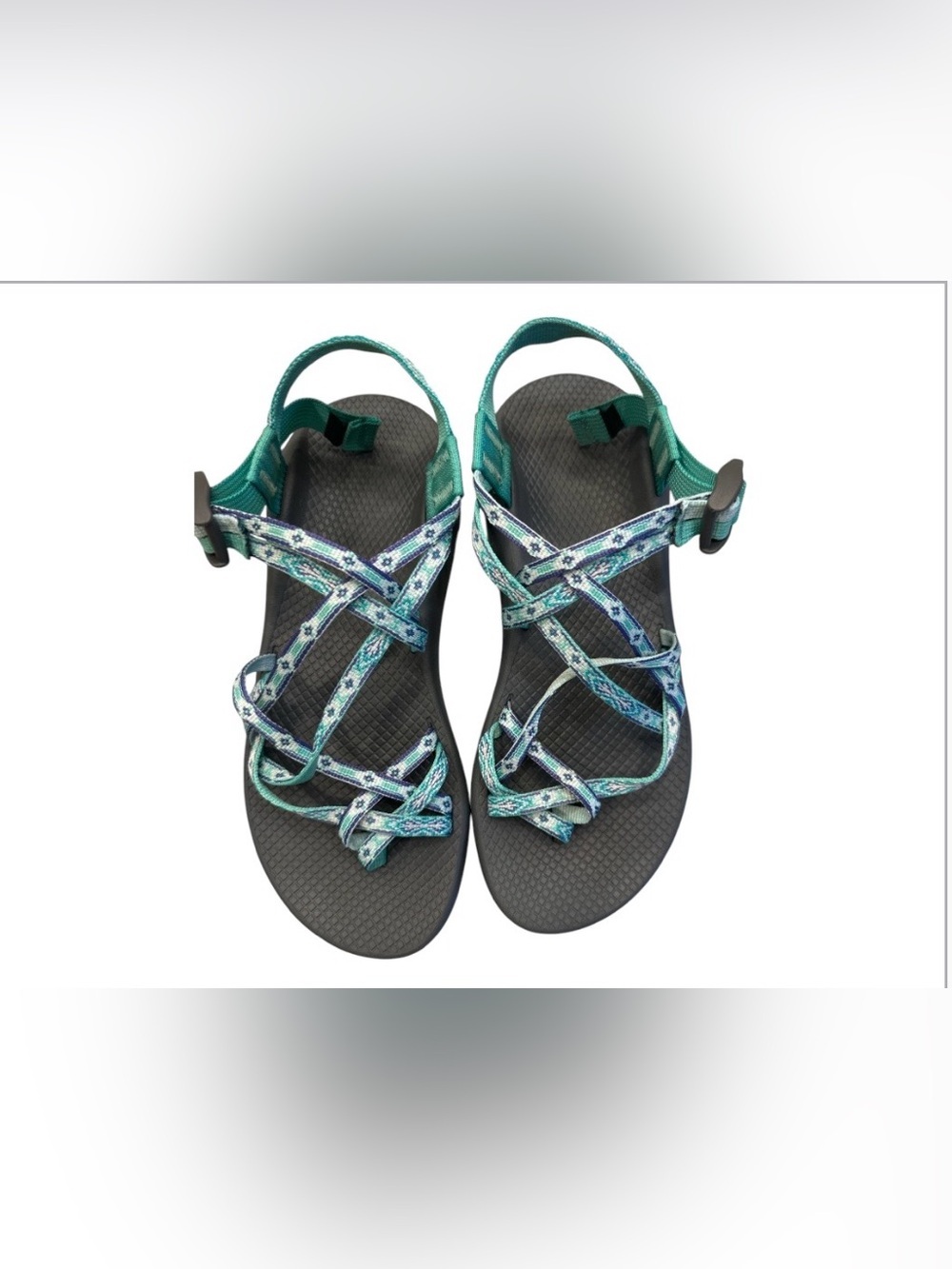 Chaco Z/Cloud X2 Women's Sandals Teal Blue Geometric Outdoor Size 10